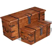 vidaXL 2-delige Opbergkistenset massief hout