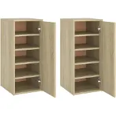 vidaXL Schoenenkasten 2 st 32x35x70 cm spaanplaat sonoma eikenkleurig