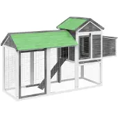 vidaXL Kippenhok 193x65x117 cm massief grenenhout grijs