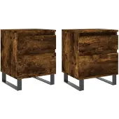 vidaXL Nachtkastjes 2 st 40x35x50 cm bewerkt hout gerookt eikenkleurig