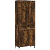vidaXL Hoge kast 69,5x34x180 cm bewerkt hout gerookt eikenkleurig