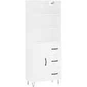 vidaXL Hoge kast 69,5x34x180 cm bewerkt hout wit