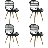 vidaXL Eetkamerstoelen 4 st natuurlijk rattan zwart