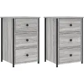 vidaXL Nachtkastjes 2 st 40x36x60 cm bewerkt hout grijs sonoma eiken