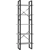 vidaXL Boekenkast met 5 schappen 60x30x175 cm bewerkt hout betongrijs