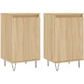vidaXL Dressoirs 2 st 40x35x70 cm bewerkt hout sonoma eikenkleurig