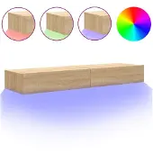 vidaXL TV-kastjes met LED-verlichting, 2 stuks, Sonoma-eikenhout, 60x35x15,5 cm