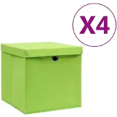 vidaXL Opbergboxen met deksel 4 st 28x28x28 cm groen