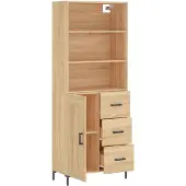 vidaXL Hoge kast 69,5x34x180 cm bewerkt hout sonoma eikenkleurig