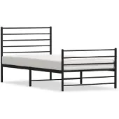 vidaXL Bedframe met hoofd- en voeteneinde metaal zwart 107x203 cm