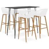 vidaXL 5-delig barset, zwart en wit