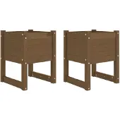 vidaXL Plantenbakken 2 st 40x40x52,5 cm massief grenenhout honingbruin