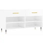 vidaXL Schoenenbank 102x35x55 cm bewerkt hout hoogglans wit