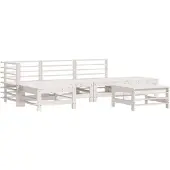 vidaXL 6-delige loungeset voor de tuin, wit, massief hout, grenen