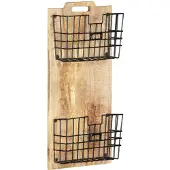 vidaXL Tijdschriftenwandrek 33x10x67 cm massief ruw mangohout