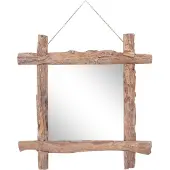 vidaXL Spiegel houtblokken70x70 cm gerecycled teakhout naturel