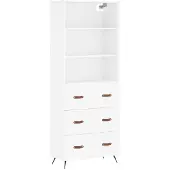 vidaXL Hoge kast, wit, 69,5 x 34 x 180 cm, houtvezel