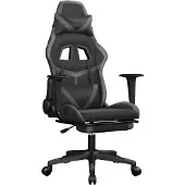 vidaXL Gamingstoel met massagefunctie en voetsteun, zwart en grijs, kunstleer