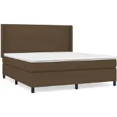 vidaXL Boxspring met matras stof donkerbruin 180x200 cm