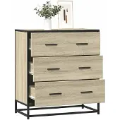 vidaXL Dressoir 68x35x76 cm bewerkt hout en metaal sonoma eikenkleur