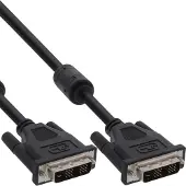 InLine DVI-D kabel, digitaal 24+1 male / male, dual link, 2 ferrieten, 10m