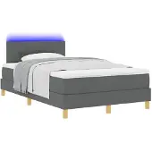 vidaXL LED boxspringbed met hoofdeinde, donkergrijs, 120 x 190 cm, gestoffeerd