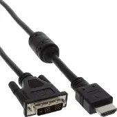 InLine HDMI-DVI-adapterkabel, 19-pins male naar 18+1 male, met ferriet, 5m