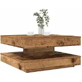 vidaXL Salontafel 360 graden draaibaar 70x70x34,5 cm oud houtkleurig