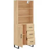 vidaXL Hoge kast 69,5x34x180 cm bewerkt hout sonoma eikenkleurig