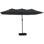 vidaXL Parasol dubbel dak met LED 449x265 cm zwart