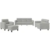 vidaXL 4-delige Loungeset met kussens microvezelstof lichtgrijs