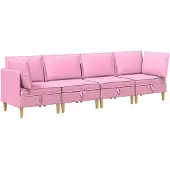 vidaXL Modulaire bankset met opslag 4 st Roze Stof