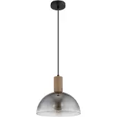 Globo Landelijke hanglamp Romy zwart met hout