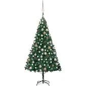 vidaXL Kunstkerstboom met verlichting en kerstballen 150 cm PVC groen