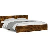 vidaXL Bedframe met hoofdeinde gerookt eikenkleurig 160x200 cm