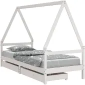 vidaXL Kinderbed met lades, wit, 80x200 cm, massief grenenhout