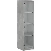 vidaXL Hoge kast met glazen deuren 35x37x142 cm betongrijs