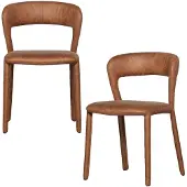 Woood Noble Eetkamerstoelen - Polyester - Zand - Set van 2