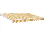 vidaXL Uittrekbare zonnescherm, geel en wit, 3x2,5 meter, doek en aluminium
