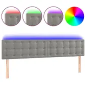 vidaXL Hoofdbord LED 200x5x78/88 cm fluweel lichtgrijs