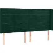 vidaXL Hoofdbord met randen 203x16x118/128 cm fluweel donkergroen