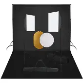 vidaXL Fotostudioset met softboxlampen, achtergrond en reflector