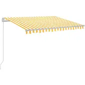 vidaXL Luifel handmatig uittrekbaar met LED 300x250 cm geel en wit