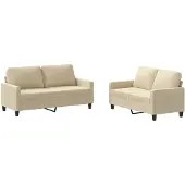 vidaXL 2-delige Loungeset met kussens stof crèmekleurig