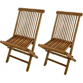 Axi Mina Tuinstoel Set 2 Stuks Opklapbaar van Teak Hout | 2 verstelbare Balkonstoelen van Teakhout | Stoel / Klapstoel voor Tuin / Terras / Balkon / Buiten | 59 x 46 x 89 cm