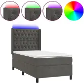 vidaXL Boxspring met matras en LED fluweel donkergrijs 80x200 cm