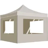 vidaXL Professionele partytent, inklapbaar met wanden, aluminium, 2x2 meter, crème