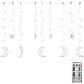 vidaXL Lichtslinger ster en maan afstandsbediening 138 LED's koudwit
