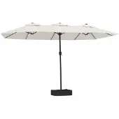 vidaXL Parasol dubbel dak met LED 449x265 cm zandwit
