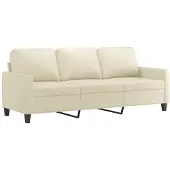 vidaXL Driezitsbank 180 cm kunstleer crèmekleurig